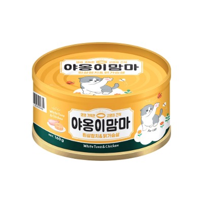 박스할인★야옹이맘마 흰살참치와 닭가슴살 캔 160g / 국내산 / 그레인프리캔